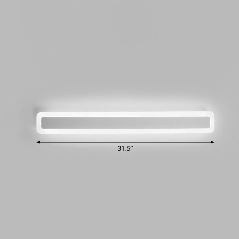 Bar Shaped Vanity Light Minimalist Acrylic Bathroom LED Wall Mounted Light in White White 31.5" White Clearhalo 'Modern wall lights' 'Modern' 'Vanity Lights' 'Wall Lights' Lighting' 2326689