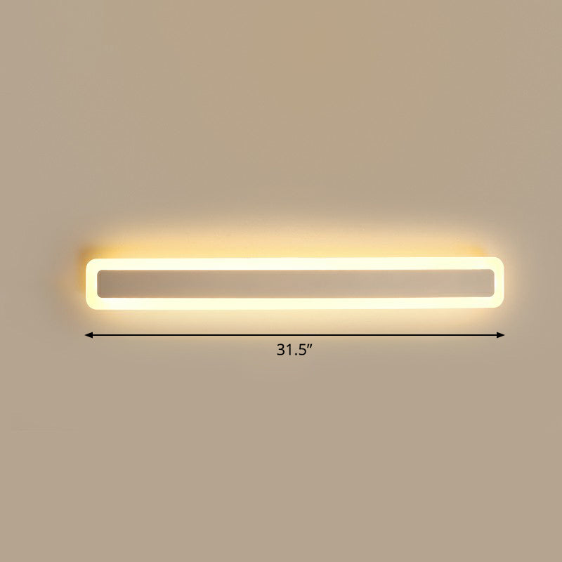 Bar Shaped Vanity Light Minimalist Acrylic Bathroom LED Wall Mounted Light in White White 31.5" Warm Clearhalo 'Modern wall lights' 'Modern' 'Vanity Lights' 'Wall Lights' Lighting' 2326690