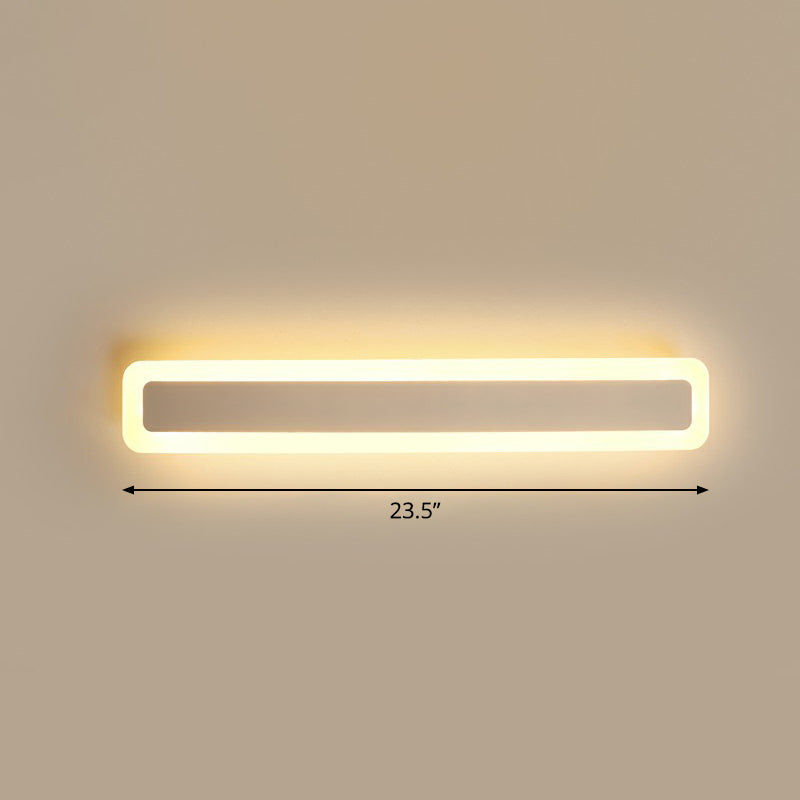 Bar Shaped Vanity Light Minimalist Acrylic Bathroom LED Wall Mounted Light in White White 23.5" Warm Clearhalo 'Modern wall lights' 'Modern' 'Vanity Lights' 'Wall Lights' Lighting' 2326691