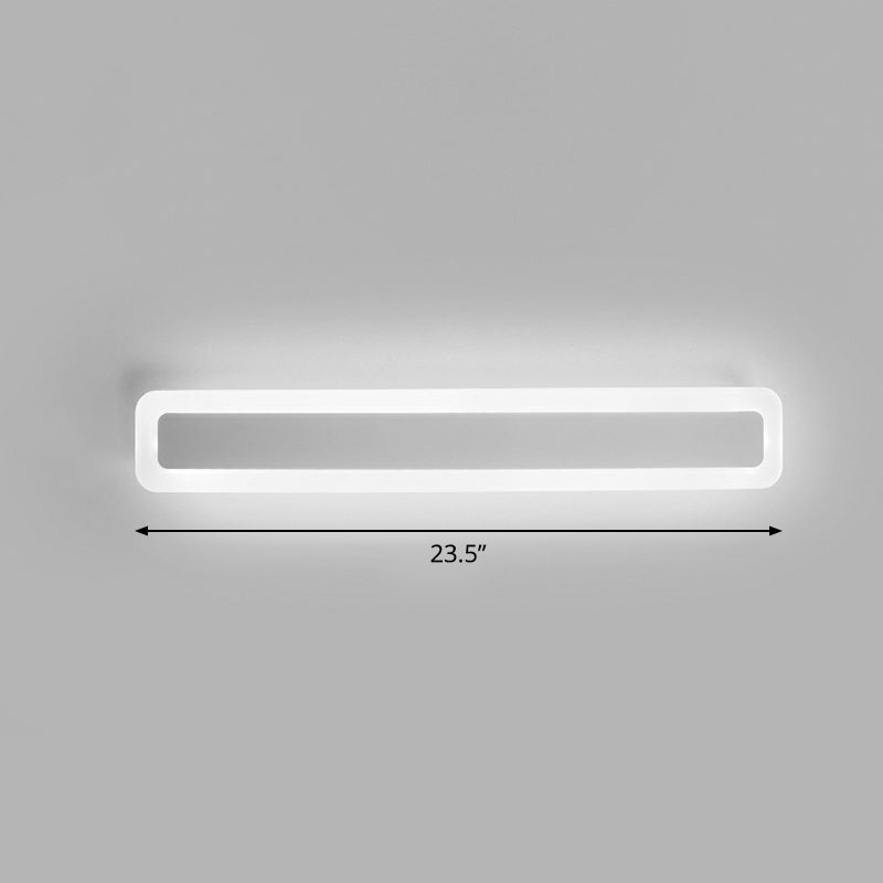 Bar Shaped Vanity Light Minimalist Acrylic Bathroom LED Wall Mounted Light in White White 23.5" White Clearhalo 'Modern wall lights' 'Modern' 'Vanity Lights' 'Wall Lights' Lighting' 2326692