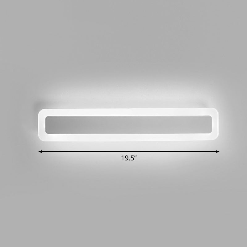 Bar Shaped Vanity Light Minimalist Acrylic Bathroom LED Wall Mounted Light in White White 19.5" White Clearhalo 'Modern wall lights' 'Modern' 'Vanity Lights' 'Wall Lights' Lighting' 2326695