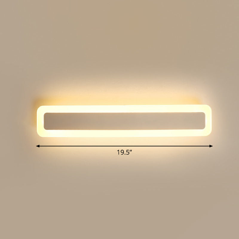 Bar Shaped Vanity Light Minimalist Acrylic Bathroom LED Wall Mounted Light in White White 19.5" Warm Clearhalo 'Modern wall lights' 'Modern' 'Vanity Lights' 'Wall Lights' Lighting' 2326696