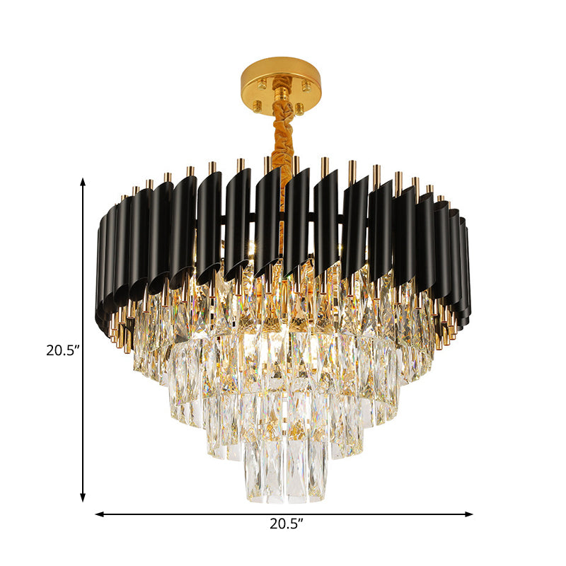 Contemporary Multi Lights Pendant Chandelier with Crystal Shade Black Circular Hanging Light Kit Clearhalo 'Ceiling Lights' 'Chandeliers' 'Modern Chandeliers' 'Modern' Lighting' 232671