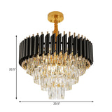 Contemporary Multi Lights Pendant Chandelier with Crystal Shade Black Circular Hanging Light Kit Clearhalo 'Ceiling Lights' 'Chandeliers' 'Modern Chandeliers' 'Modern' Lighting' 232671