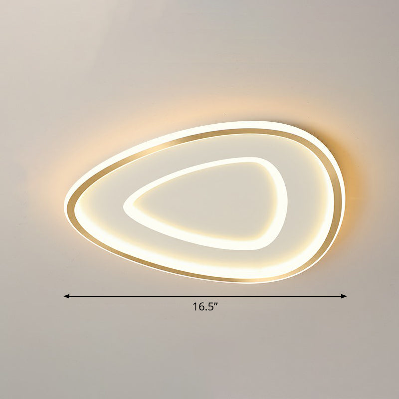 Gold Teardrop Shaped Ceiling Lighting Simplicity LED Acrylic Flush Mount Fixture Gold 16.5" Warm Clearhalo 'Ceiling Lights' 'Close To Ceiling Lights' 'Close to ceiling' 'Flush mount' Lighting' 2326755