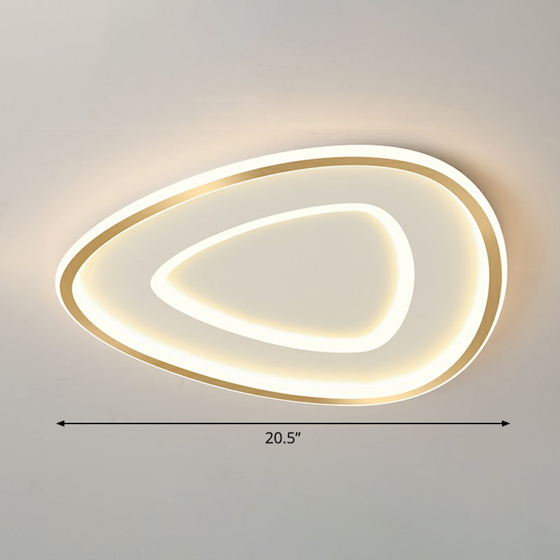 Gold Teardrop Shaped Ceiling Lighting Simplicity LED Acrylic Flush Mount Fixture Gold 20.5" Remote Control Stepless Dimming Clearhalo 'Ceiling Lights' 'Close To Ceiling Lights' 'Close to ceiling' 'Flush mount' Lighting' 2326759