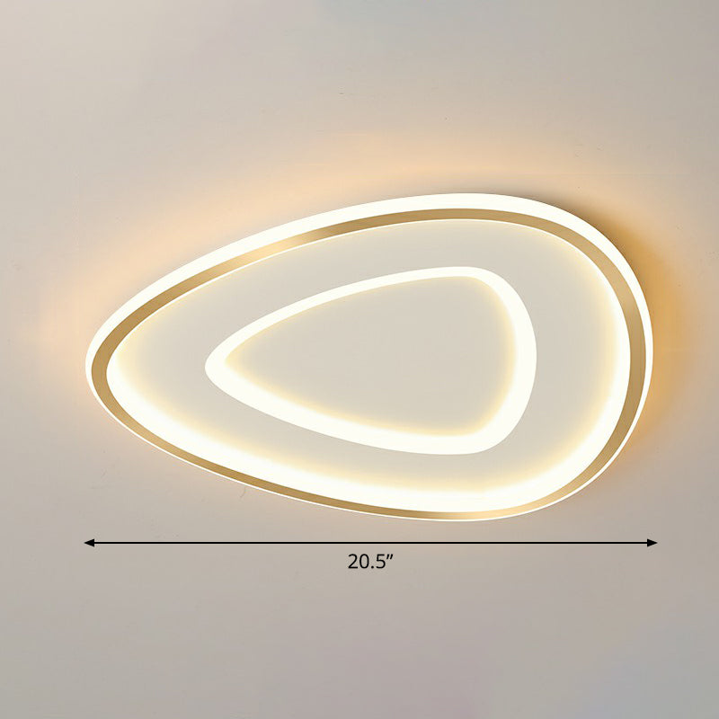 Gold Teardrop Shaped Ceiling Lighting Simplicity LED Acrylic Flush Mount Fixture Gold 20.5" Warm Clearhalo 'Ceiling Lights' 'Close To Ceiling Lights' 'Close to ceiling' 'Flush mount' Lighting' 2326761