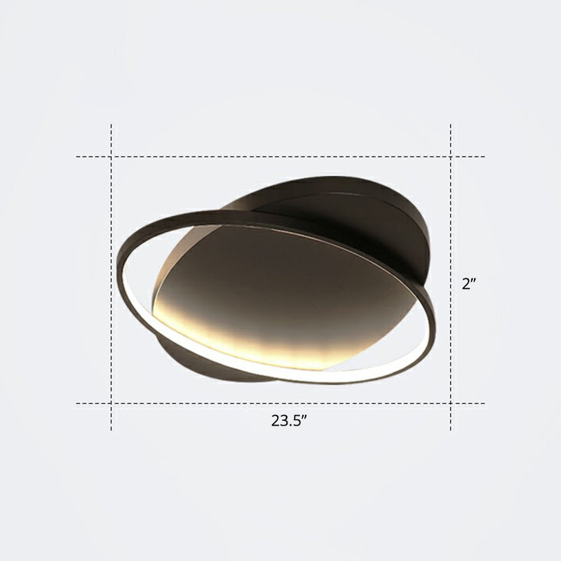 Metal Ellipse Flush Mount Lamp Minimalism Led Surface Mount Ceiling Light for Foyer Black 19.5" Warm Clearhalo 'Ceiling Lights' 'Close To Ceiling Lights' 'Close to ceiling' 'Flush mount' Lighting' 2326795