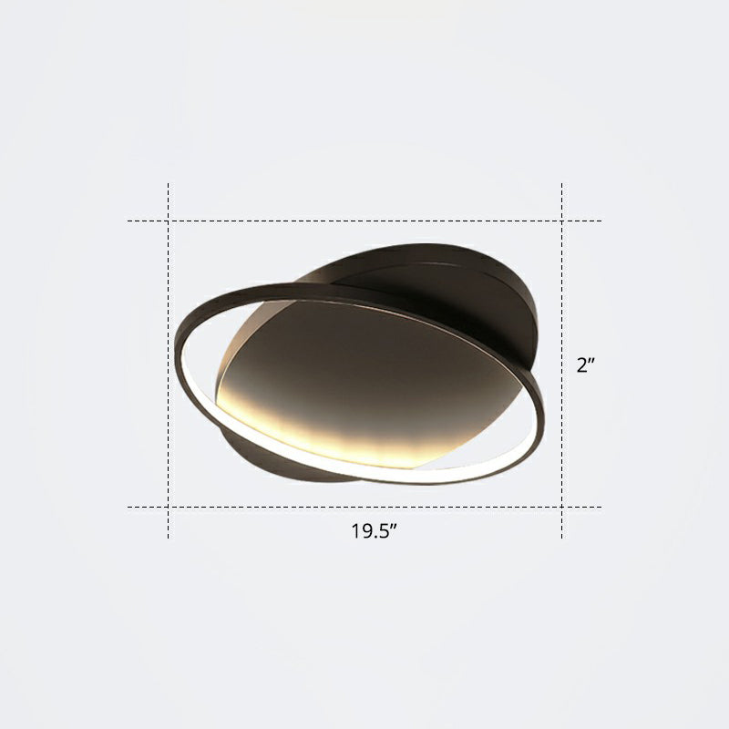 Metal Ellipse Flush Mount Lamp Minimalism Led Surface Mount Ceiling Light for Foyer Black 19.5" White Clearhalo 'Ceiling Lights' 'Close To Ceiling Lights' 'Close to ceiling' 'Flush mount' Lighting' 2326800