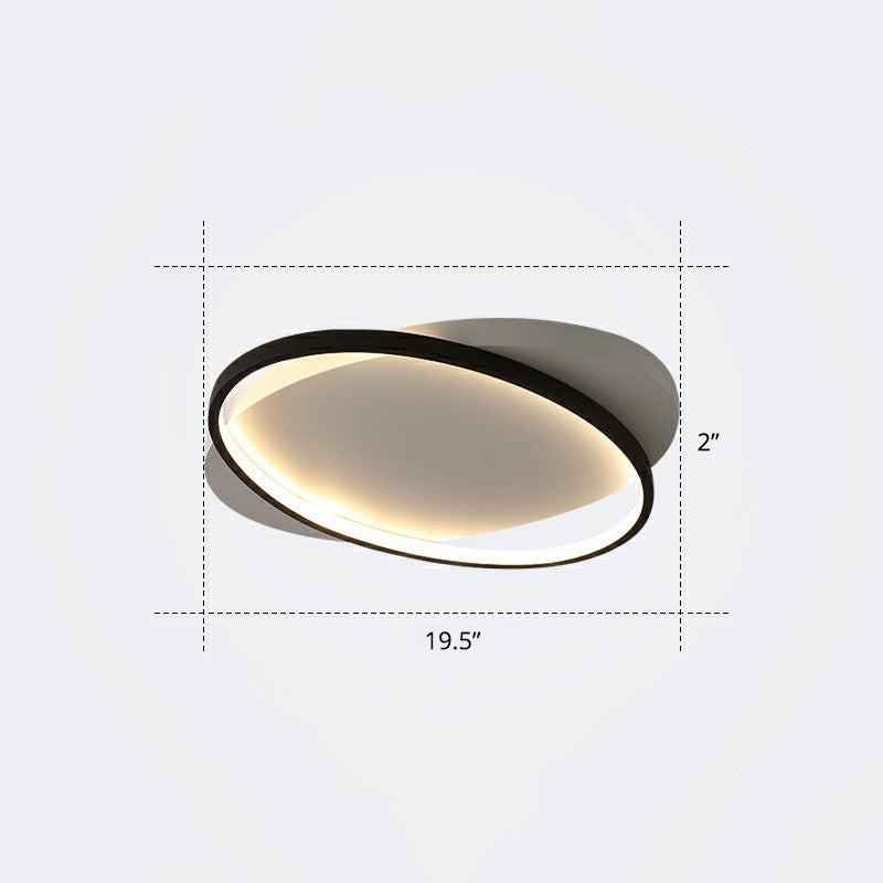 Metal Ellipse Flush Mount Lamp Minimalism Led Surface Mount Ceiling Light for Foyer White 19.5" White Clearhalo 'Ceiling Lights' 'Close To Ceiling Lights' 'Close to ceiling' 'Flush mount' Lighting' 2326810