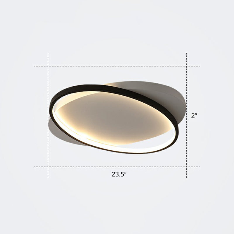 Metal Ellipse Flush Mount Lamp Minimalism Led Surface Mount Ceiling Light for Foyer White 23.5" Third Gear Clearhalo 'Ceiling Lights' 'Close To Ceiling Lights' 'Close to ceiling' 'Flush mount' Lighting' 2326812