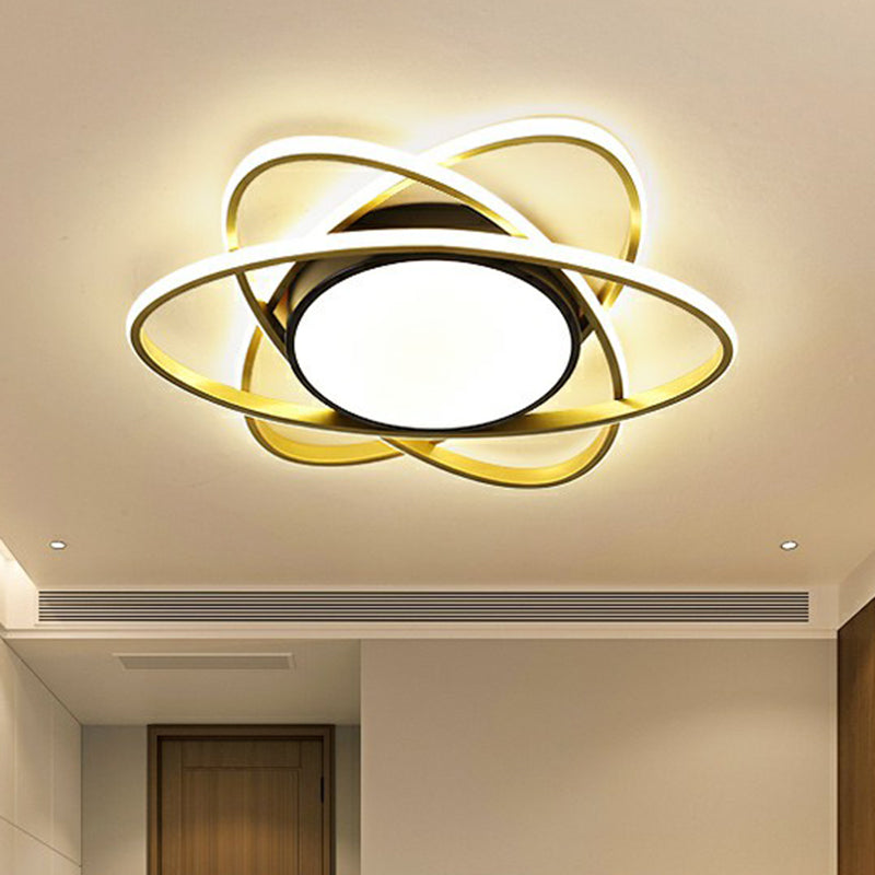 Metallic Floral Surface Mounted Led Ceiling Light Modern Black Flush Mount Light Fixture Clearhalo 'Ceiling Lights' 'Close To Ceiling Lights' 'Close to ceiling' 'Flush mount' Lighting' 2326839