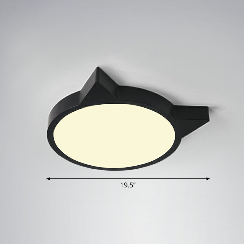 Minimalistic Kitty Flush Mount Ceiling Light Acrylic Kids Bedroom LED Flushmount Black 19.5" Remote Control Stepless Dimming Clearhalo 'Ceiling Lights' 'Close To Ceiling Lights' 'Close to ceiling' 'Flush mount' Lighting' 2326861