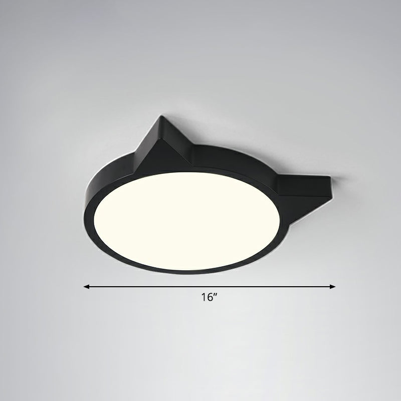 Minimalistic Kitty Flush Mount Ceiling Light Acrylic Kids Bedroom LED Flushmount Black 16" Third Gear Clearhalo 'Ceiling Lights' 'Close To Ceiling Lights' 'Close to ceiling' 'Flush mount' Lighting' 2326863