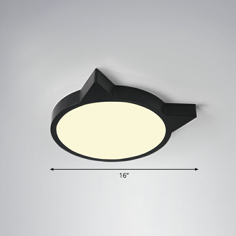 Minimalistic Kitty Flush Mount Ceiling Light Acrylic Kids Bedroom LED Flushmount Black 16" Remote Control Stepless Dimming Clearhalo 'Ceiling Lights' 'Close To Ceiling Lights' 'Close to ceiling' 'Flush mount' Lighting' 2326864
