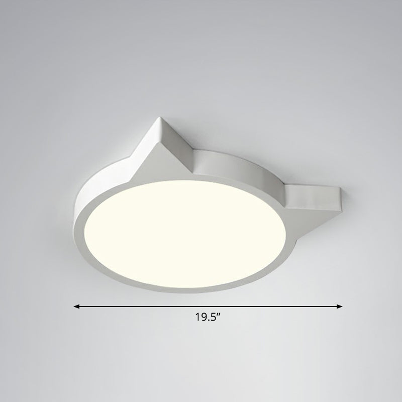 Minimalistic Kitty Flush Mount Ceiling Light Acrylic Kids Bedroom LED Flushmount White 19.5" Third Gear Clearhalo 'Ceiling Lights' 'Close To Ceiling Lights' 'Close to ceiling' 'Flush mount' Lighting' 2326869