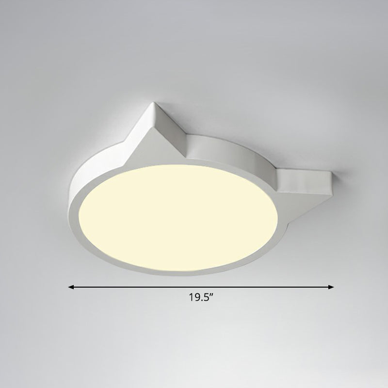 Minimalistic Kitty Flush Mount Ceiling Light Acrylic Kids Bedroom LED Flushmount White 19.5" Remote Control Stepless Dimming Clearhalo 'Ceiling Lights' 'Close To Ceiling Lights' 'Close to ceiling' 'Flush mount' Lighting' 2326870