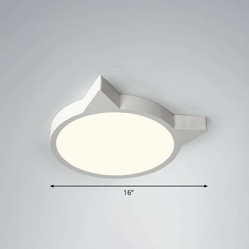 Minimalistic Kitty Flush Mount Ceiling Light Acrylic Kids Bedroom LED Flushmount White 16" Third Gear Clearhalo 'Ceiling Lights' 'Close To Ceiling Lights' 'Close to ceiling' 'Flush mount' Lighting' 2326872