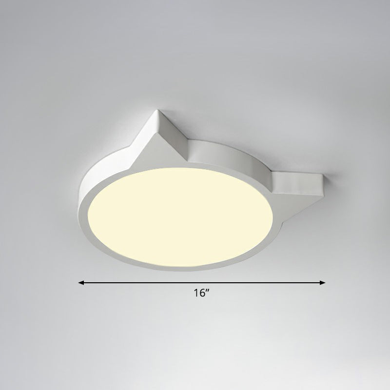 Minimalistic Kitty Flush Mount Ceiling Light Acrylic Kids Bedroom LED Flushmount White 16" Remote Control Stepless Dimming Clearhalo 'Ceiling Lights' 'Close To Ceiling Lights' 'Close to ceiling' 'Flush mount' Lighting' 2326873