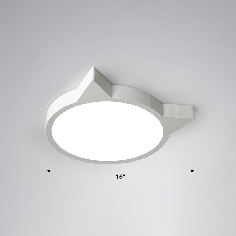 Minimalistic Kitty Flush Mount Ceiling Light Acrylic Kids Bedroom LED Flushmount White 16" White Clearhalo 'Ceiling Lights' 'Close To Ceiling Lights' 'Close to ceiling' 'Flush mount' Lighting' 2326874