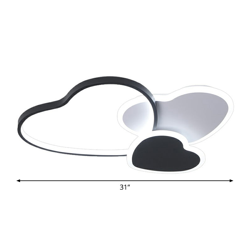 Black Loving Heart Flush Mount Light Modern Metal LED Ceiling Flush Light Fixture for Bedroom Black 31" White Clearhalo 'Ceiling Lights' 'Close To Ceiling Lights' 'Close to ceiling' 'Semi-flushmount' Lighting' 2326879