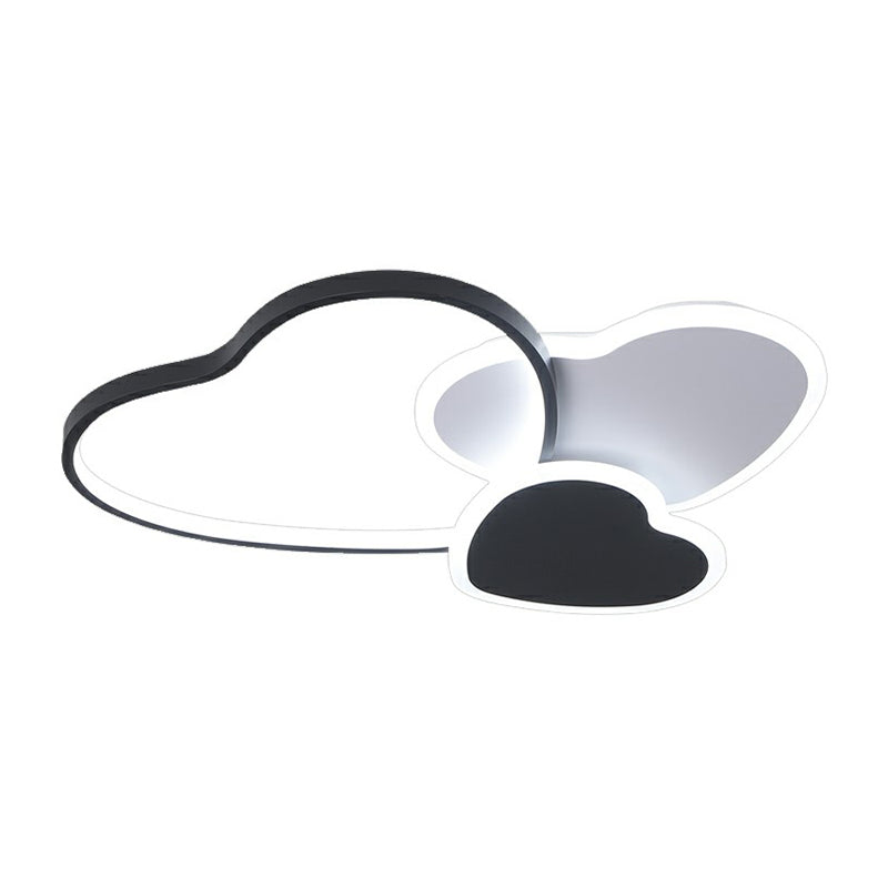 Black Loving Heart Flush Mount Light Modern Metal LED Ceiling Flush Light Fixture for Bedroom Clearhalo 'Ceiling Lights' 'Close To Ceiling Lights' 'Close to ceiling' 'Semi-flushmount' Lighting' 2326884