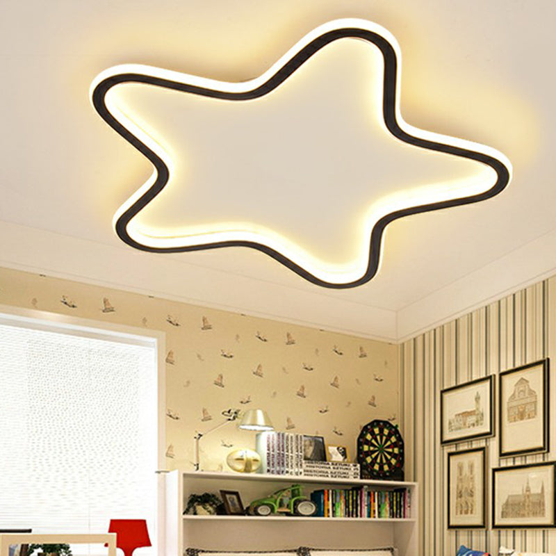 Simplicity Star Flush Mount Ceiling Light Acrylic Kids Room LED Flushmount Light in Black Clearhalo 'Ceiling Lights' 'Close To Ceiling Lights' 'Close to ceiling' 'Flush mount' Lighting' 2326947