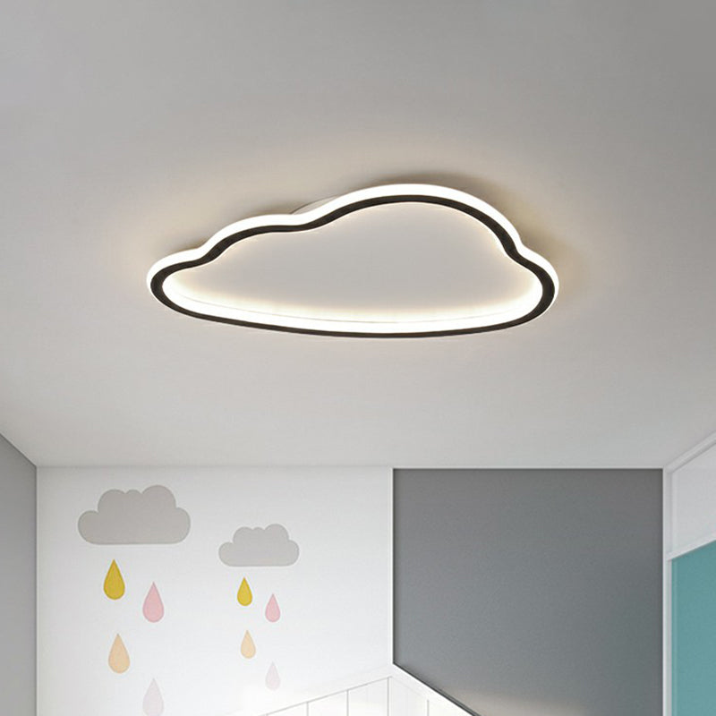 Simplicity Flush Mount LED Light Black-White Cloud Ceiling Lamp with Acrylic Shade Clearhalo 'Ceiling Lights' 'Close To Ceiling Lights' 'Close to ceiling' 'Flush mount' Lighting' 2327053