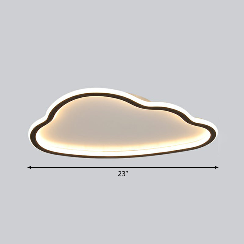 Simplicity Flush Mount LED Light Black-White Cloud Ceiling Lamp with Acrylic Shade Black 23" Warm Clearhalo 'Ceiling Lights' 'Close To Ceiling Lights' 'Close to ceiling' 'Flush mount' Lighting' 2327054