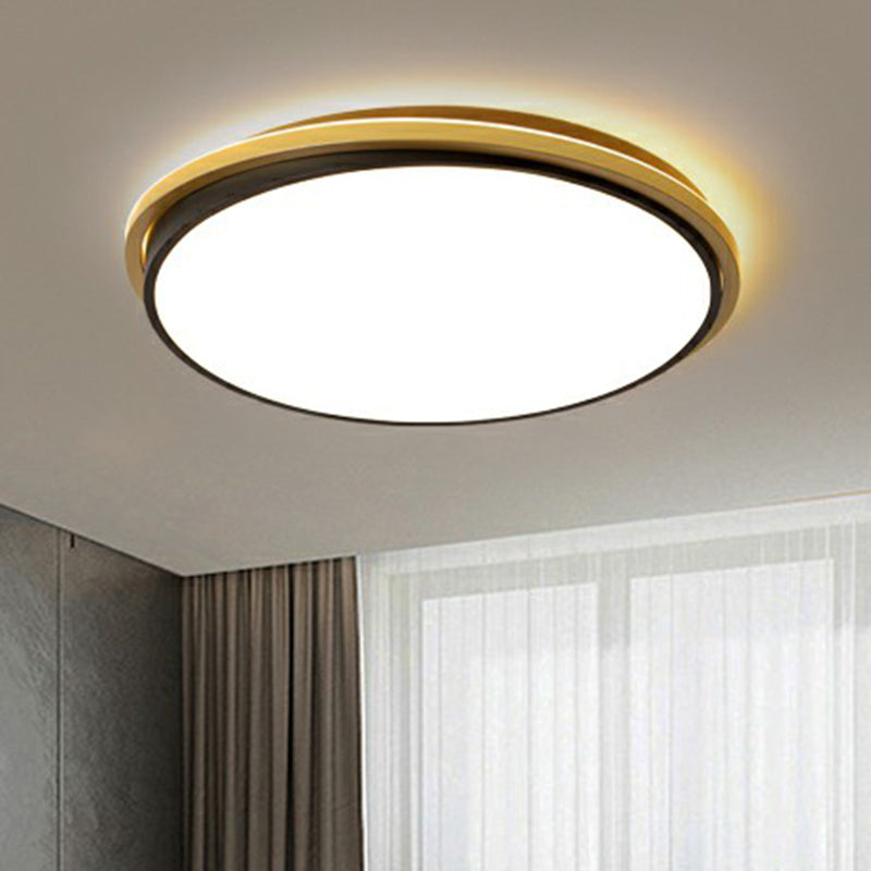 Acrylic Round LED Flush Light Minimalist Gold and Black Flush Ceiling Light for Bedroom Clearhalo 'Ceiling Lights' 'Close To Ceiling Lights' 'Close to ceiling' 'Flush mount' Lighting' 2327104