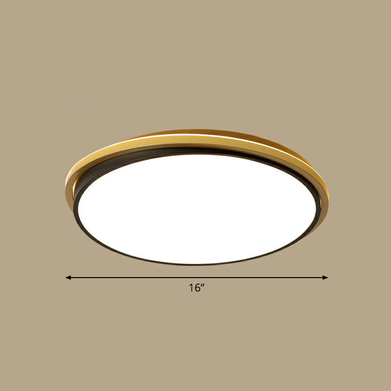 Acrylic Round LED Flush Light Minimalist Gold and Black Flush Ceiling Light for Bedroom Gold 16" Warm Clearhalo 'Ceiling Lights' 'Close To Ceiling Lights' 'Close to ceiling' 'Flush mount' Lighting' 2327105