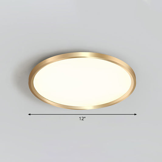 Circle Bedroom Ceiling Flush Mount Fixture Acrylic Simplicity LED Flush Light in Gold Gold 12" Remote Control Stepless Dimming Clearhalo 'Ceiling Lights' 'Close To Ceiling Lights' 'Close to ceiling' 'Flush mount' Lighting' 2327131
