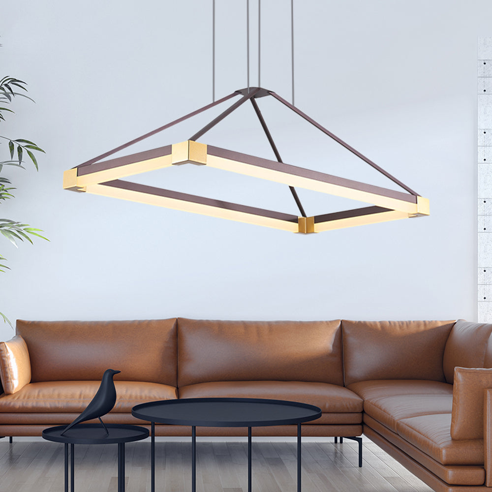 White/Coffee Pyramid-Shape Chandelier Modernist Led 23.5"/31.5"/39" Wide Metal Ceiling Pendant Fixture in White/Warm Light Clearhalo 'Ceiling Lights' 'Chandeliers' 'Modern Chandeliers' 'Modern' Lighting' 232721