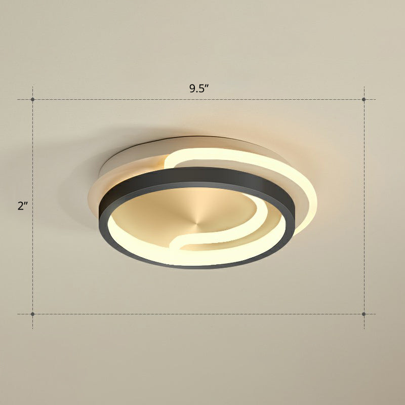 Minimalist Geometrical Ceiling Lighting Acrylic Hallway LED Flush Mount Light Fixture Black Warm Round Clearhalo 'Ceiling Lights' 'Close To Ceiling Lights' 'Close to ceiling' 'Flush mount' Lighting' 2327211