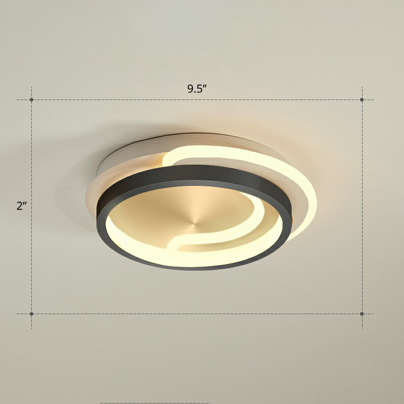 Minimalist Geometrical Ceiling Lighting Acrylic Hallway LED Flush Mount Light Fixture Black Third Gear Round Clearhalo 'Ceiling Lights' 'Close To Ceiling Lights' 'Close to ceiling' 'Flush mount' Lighting' 2327212