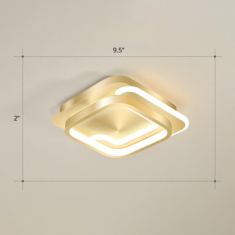 Minimalist Geometrical Ceiling Lighting Acrylic Hallway LED Flush Mount Light Fixture Gold Warm Square Plate Clearhalo 'Ceiling Lights' 'Close To Ceiling Lights' 'Close to ceiling' 'Flush mount' Lighting' 2327218