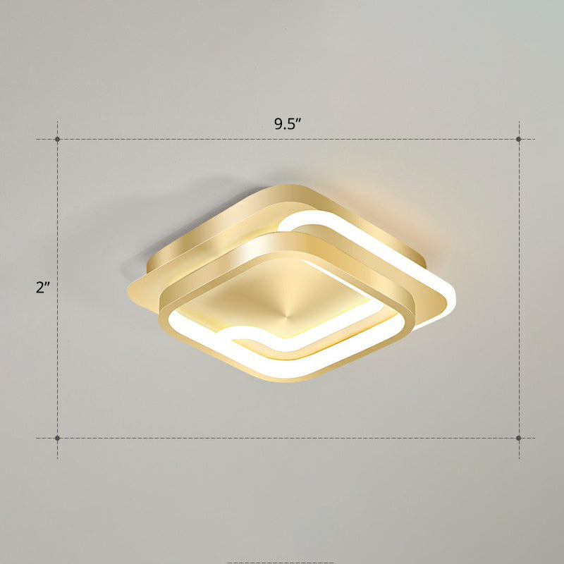 Minimalist Geometrical Ceiling Lighting Acrylic Hallway LED Flush Mount Light Fixture Gold Third Gear Square Plate Clearhalo 'Ceiling Lights' 'Close To Ceiling Lights' 'Close to ceiling' 'Flush mount' Lighting' 2327219