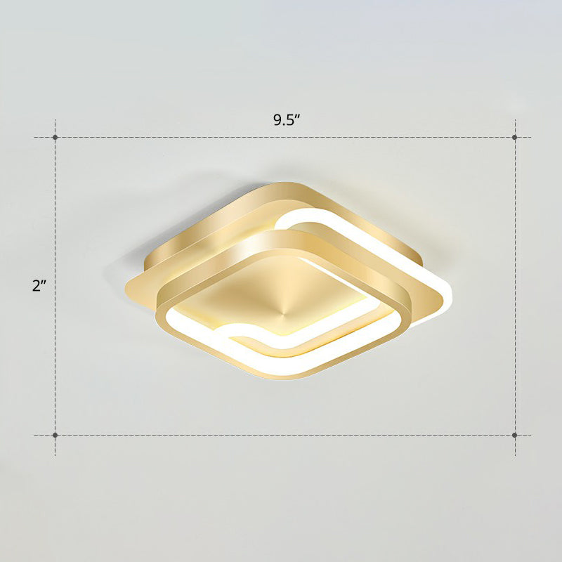 Minimalist Geometrical Ceiling Lighting Acrylic Hallway LED Flush Mount Light Fixture Gold White Square Plate Clearhalo 'Ceiling Lights' 'Close To Ceiling Lights' 'Close to ceiling' 'Flush mount' Lighting' 2327220