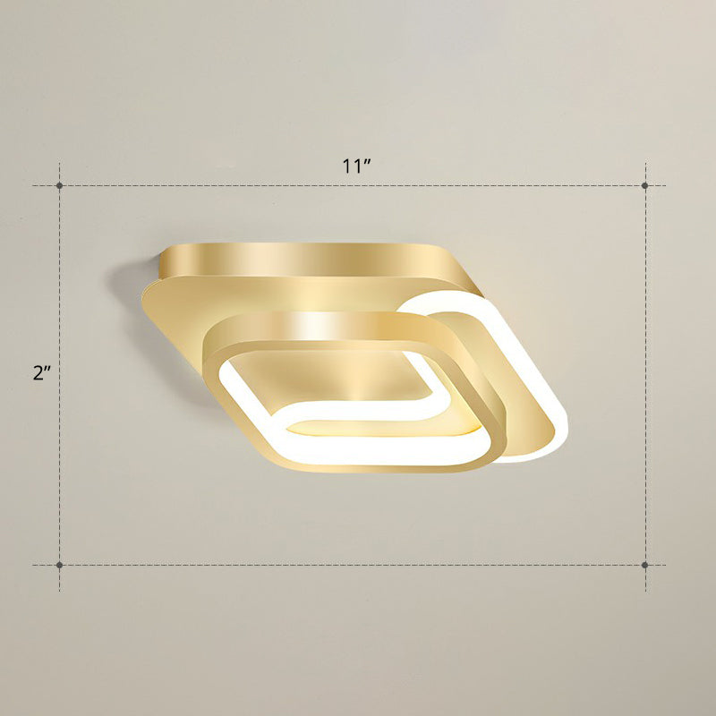 Minimalist Geometrical Ceiling Lighting Acrylic Hallway LED Flush Mount Light Fixture Gold Third Gear Rhombus Clearhalo 'Ceiling Lights' 'Close To Ceiling Lights' 'Close to ceiling' 'Flush mount' Lighting' 2327222