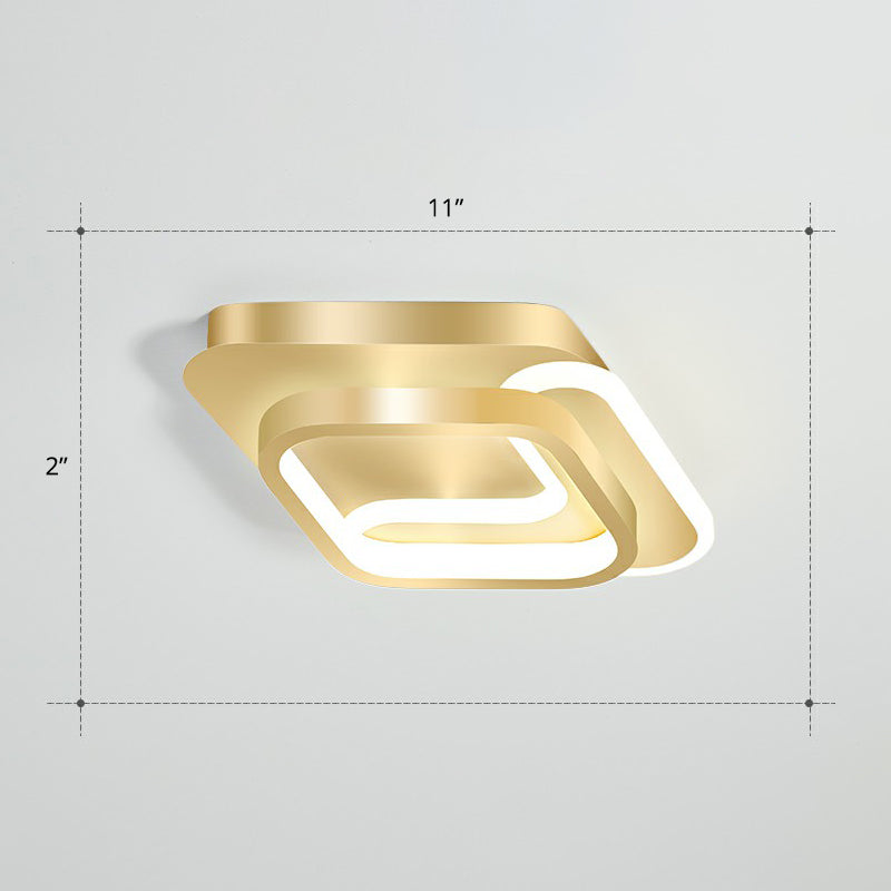 Minimalist Geometrical Ceiling Lighting Acrylic Hallway LED Flush Mount Light Fixture Gold White Rhombus Clearhalo 'Ceiling Lights' 'Close To Ceiling Lights' 'Close to ceiling' 'Flush mount' Lighting' 2327223