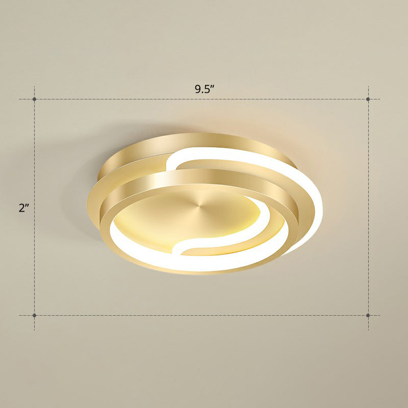 Minimalist Geometrical Ceiling Lighting Acrylic Hallway LED Flush Mount Light Fixture Gold Warm Round Clearhalo 'Ceiling Lights' 'Close To Ceiling Lights' 'Close to ceiling' 'Flush mount' Lighting' 2327224