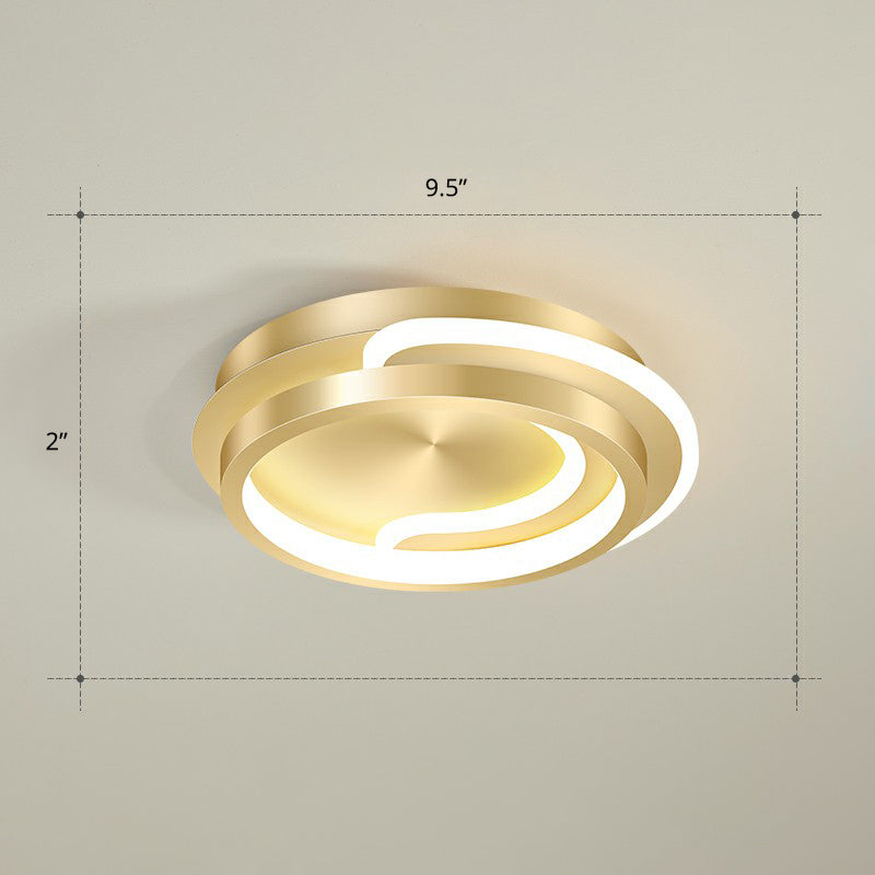 Minimalist Geometrical Ceiling Lighting Acrylic Hallway LED Flush Mount Light Fixture Gold Third Gear Round Clearhalo 'Ceiling Lights' 'Close To Ceiling Lights' 'Close to ceiling' 'Flush mount' Lighting' 2327225