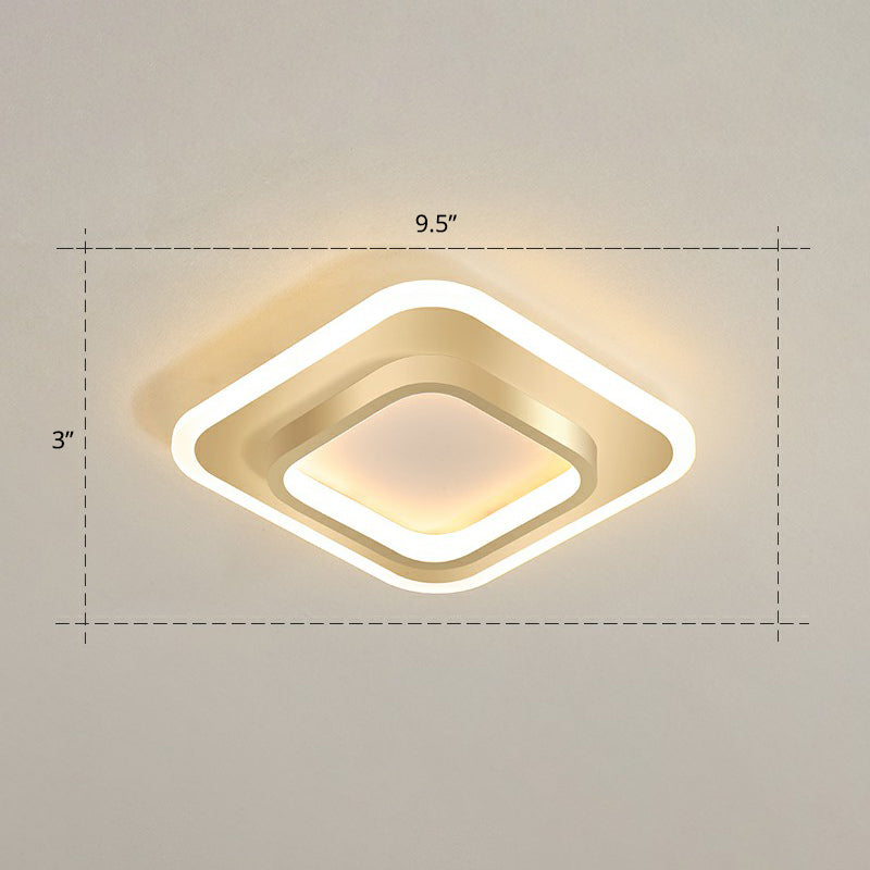 Simple Style Geometric Flushmount Ceiling Lamp Metal Corridor Flush Mounted Light Gold Warm Square Plate Clearhalo 'Ceiling Lights' 'Close To Ceiling Lights' 'Close to ceiling' 'Flush mount' Lighting' 2327238