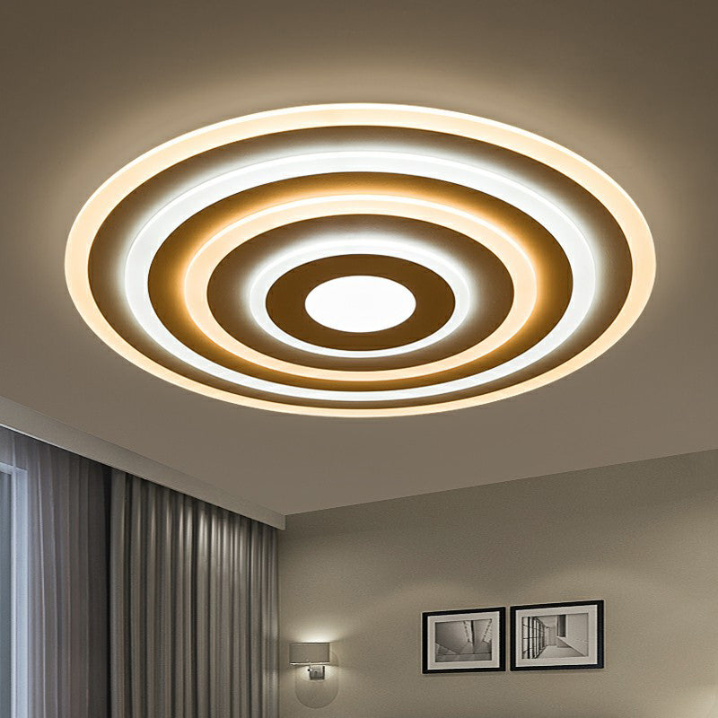 White Concentric Round Flushmount Simple Style Acrylic LED Flush Ceiling Light for Bedroom Clearhalo 'Ceiling Lights' 'Close To Ceiling Lights' 'Close to ceiling' 'Flush mount' Lighting' 2327247