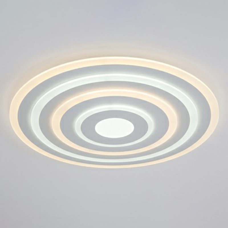 White Concentric Round Flushmount Simple Style Acrylic LED Flush Ceiling Light for Bedroom White 16" Inner White Outer Warm Clearhalo 'Ceiling Lights' 'Close To Ceiling Lights' 'Close to ceiling' 'Flush mount' Lighting' 2327248