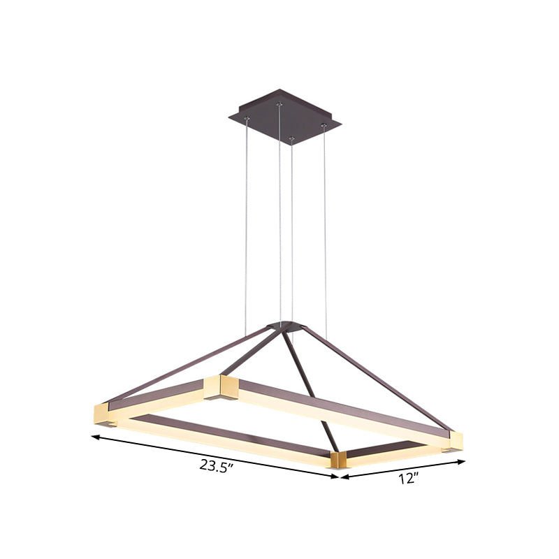 White/Coffee Pyramid-Shape Chandelier Modernist Led 23.5"/31.5"/39" Wide Metal Ceiling Pendant Fixture in White/Warm Light Clearhalo 'Ceiling Lights' 'Chandeliers' 'Modern Chandeliers' 'Modern' Lighting' 232725