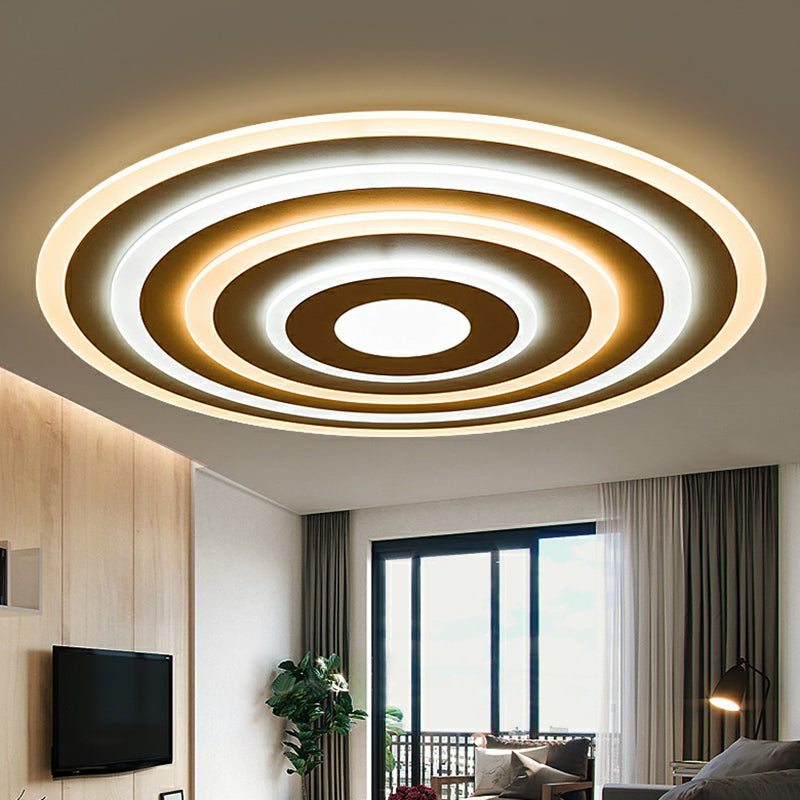 White Concentric Round Flushmount Simple Style Acrylic LED Flush Ceiling Light for Bedroom Clearhalo 'Ceiling Lights' 'Close To Ceiling Lights' 'Close to ceiling' 'Flush mount' Lighting' 2327250