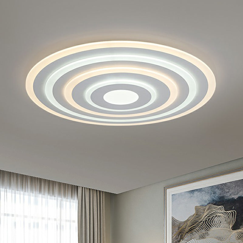 White Concentric Round Flushmount Simple Style Acrylic LED Flush Ceiling Light for Bedroom Clearhalo 'Ceiling Lights' 'Close To Ceiling Lights' 'Close to ceiling' 'Flush mount' Lighting' 2327255