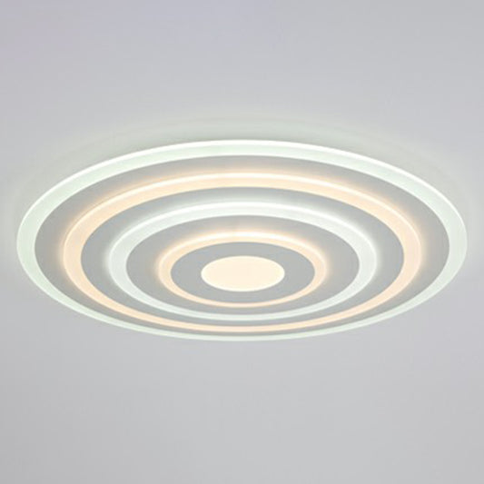 White Concentric Round Flushmount Simple Style Acrylic LED Flush Ceiling Light for Bedroom White 31.5" Third Gear Clearhalo 'Ceiling Lights' 'Close To Ceiling Lights' 'Close to ceiling' 'Flush mount' Lighting' 2327257