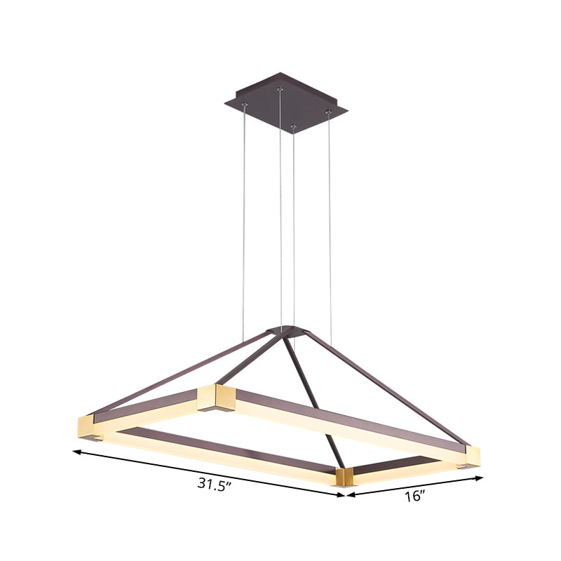 White/Coffee Pyramid-Shape Chandelier Modernist Led 23.5"/31.5"/39" Wide Metal Ceiling Pendant Fixture in White/Warm Light Clearhalo 'Ceiling Lights' 'Chandeliers' 'Modern Chandeliers' 'Modern' Lighting' 232726